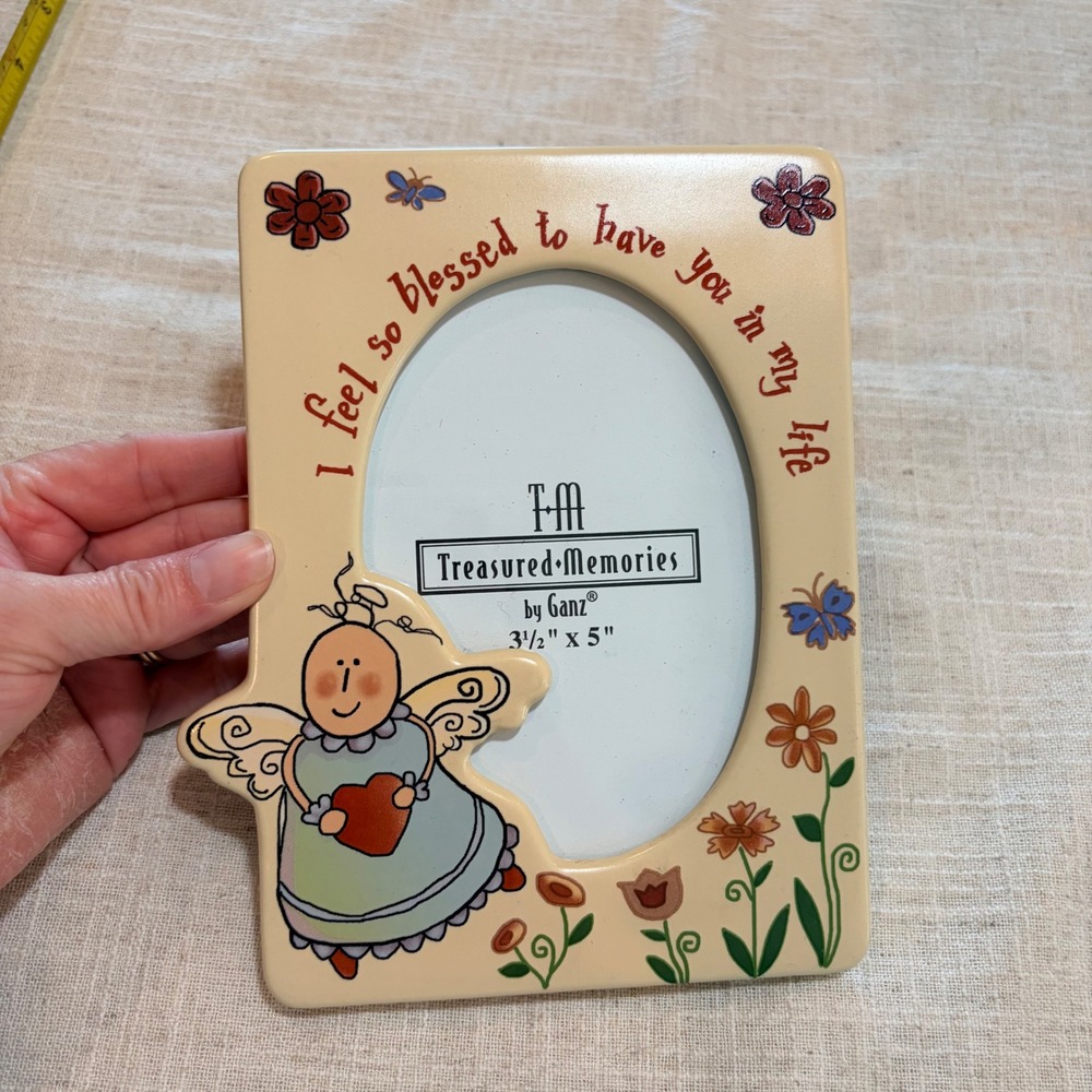 Ganz Treasured Memories Angel Ceramic Photo Frame 3.5x5 I Feel So Blessed EG7817